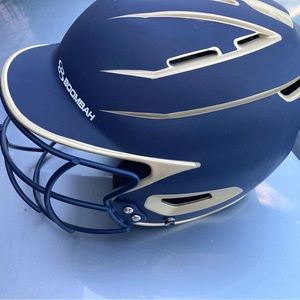 Boombah navy blue with gold softball helmet